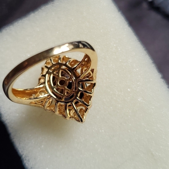 Natural Chocolate Sapphire Zircon Kite shaped Ring in Gold Vermeil - Picture 6 of 8